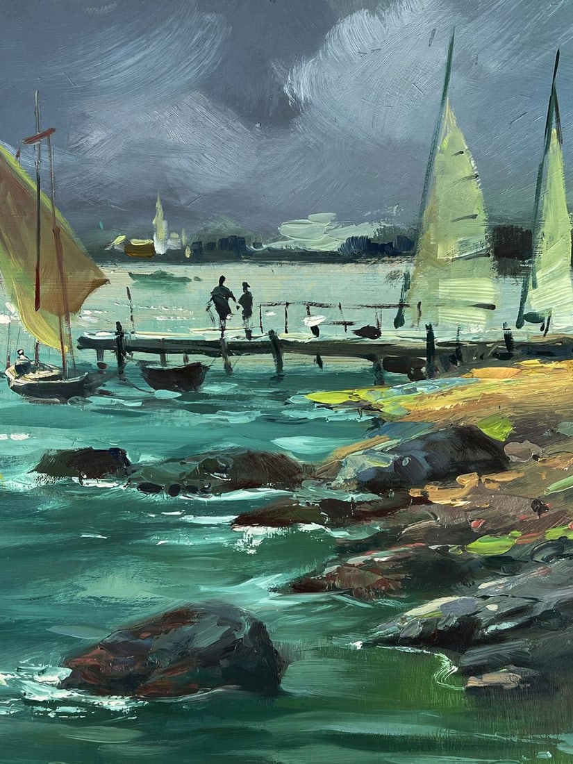 Oil painting Sea boats at the pier Yuriy Suprunchuk - 6