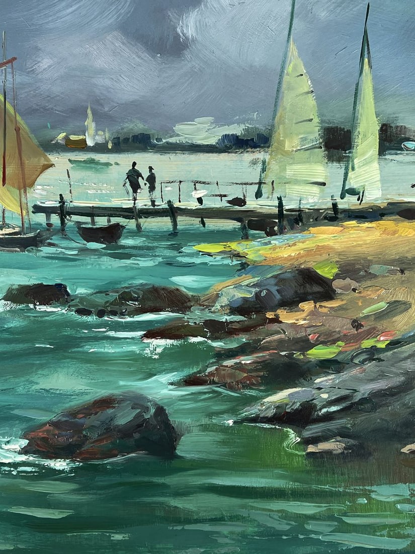 Oil painting Sea boats at the pier Yuriy Suprunchuk - 7