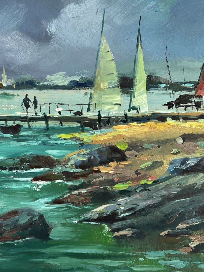 Oil painting Sea boats at the pier Yuriy Suprunchuk - 9