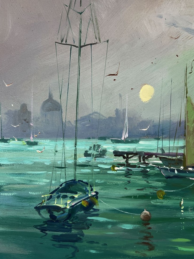Oil painting Ships at the pier Yuriy Suprunchuk - 4