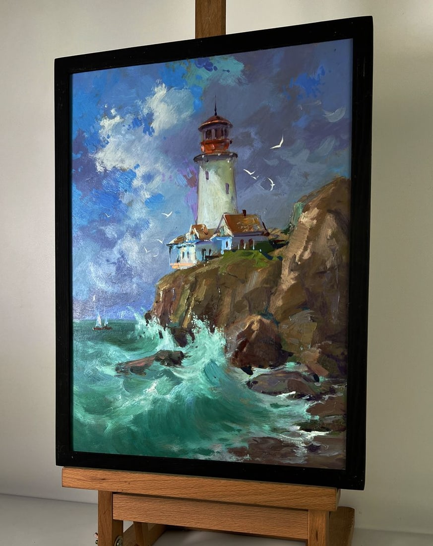 Oil painting Lighthouse on the rock Yuriy Suprunchuk - 2