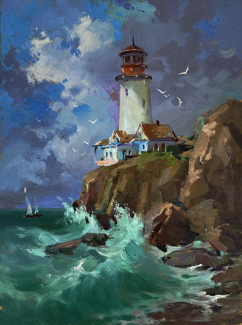 Oil painting Lighthouse on the rock Yuriy Suprunchuk - 3
