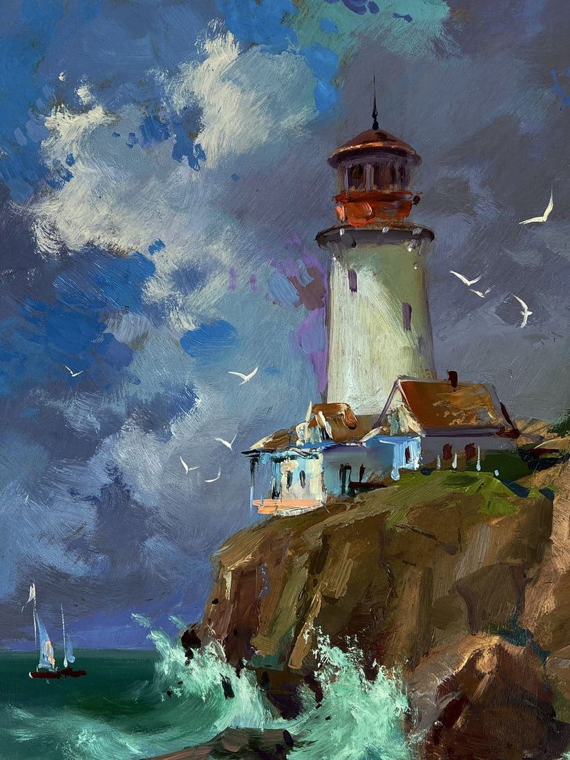 Oil painting Lighthouse on the rock Yuriy Suprunchuk - 4