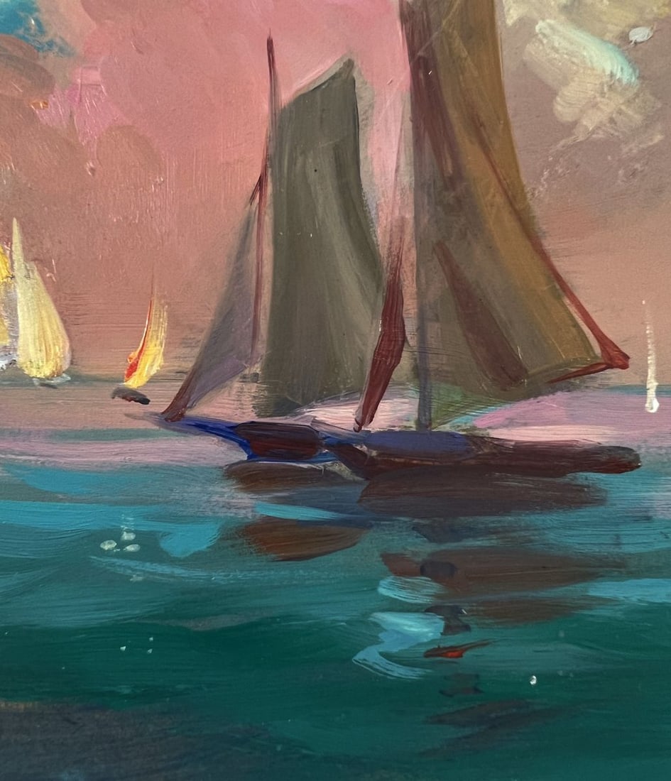 Oil painting Sunset at sea with ships Yuriy Suprunchuk - 8