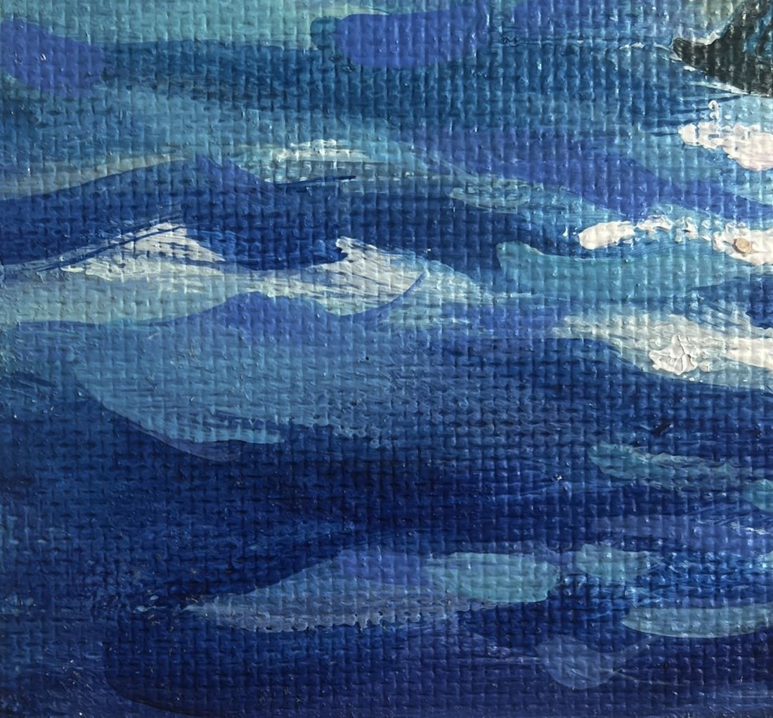 Acrylic painting A ship on the sea waves Mykhailo Patskan - 7