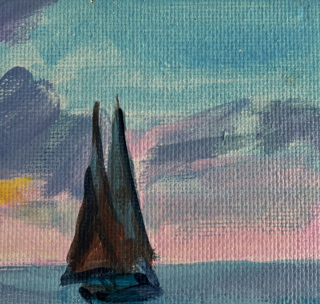 Acrylic painting Sea sunset on ships Mykhailo Patskan - 4