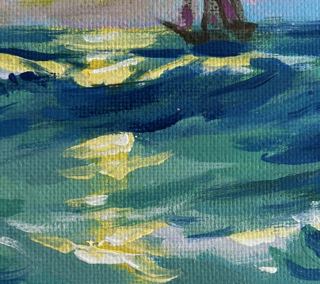 Acrylic painting Admire the sunset at sea Mykhailo Patskan - 8