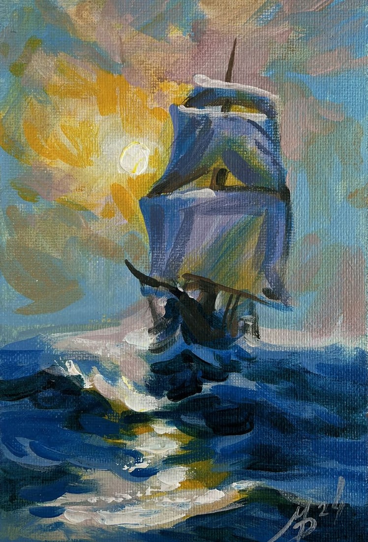 Acrylic painting Sunset Journey Mykhailo Patskan - 3