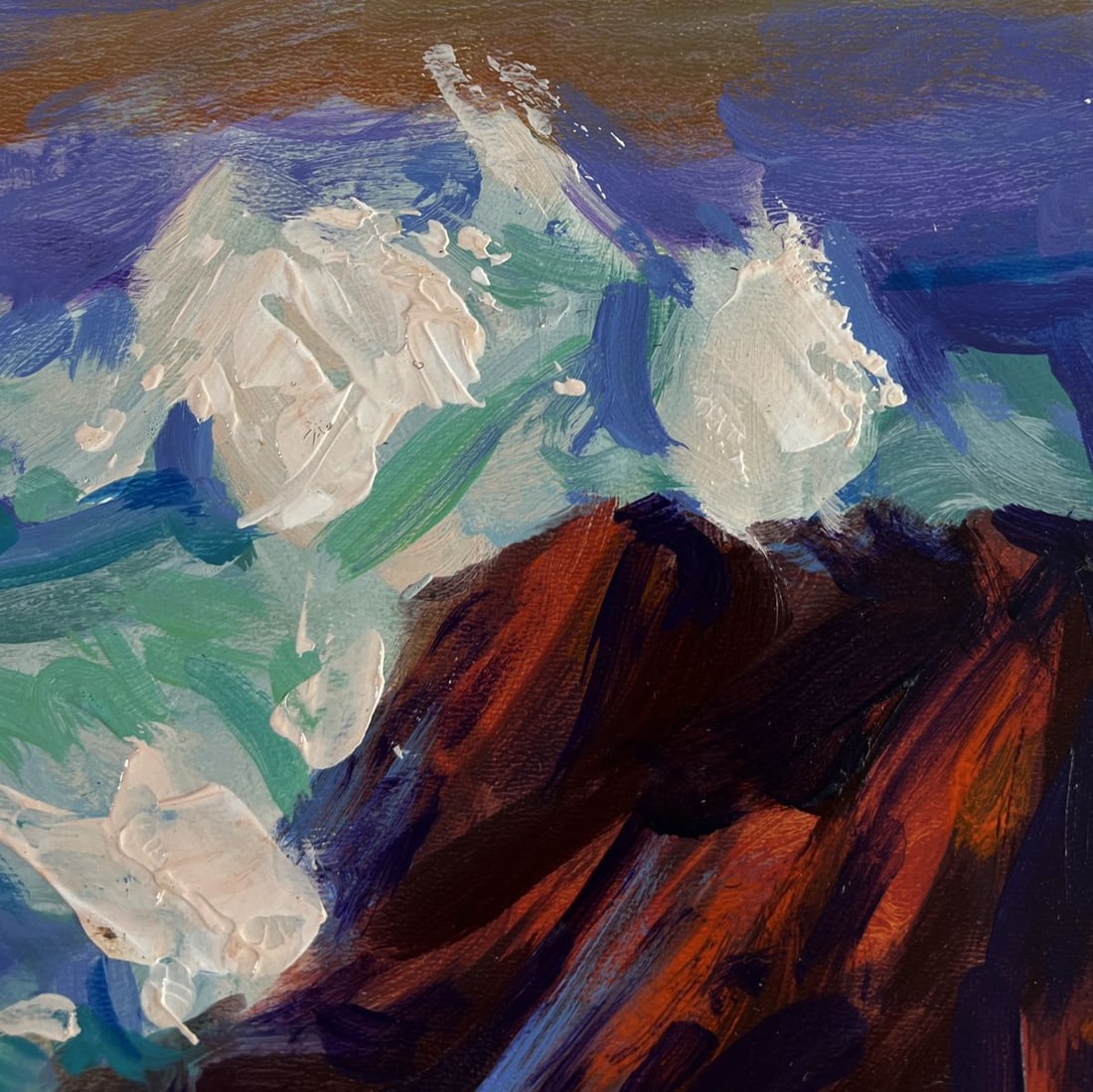 Acrylic painting Waves crash against the rocks Mykhailo Patskan - 4