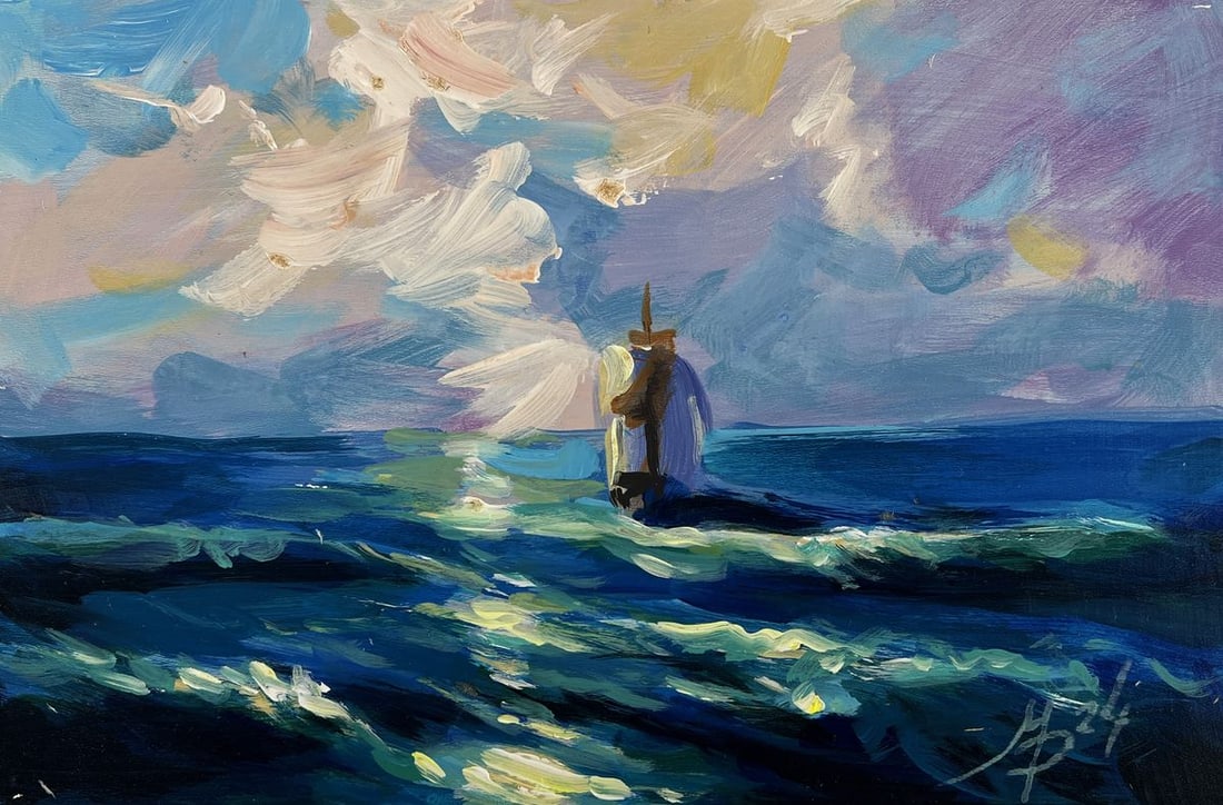 Acrylic painting Like an angel in the sea Mykhailo Patskan - 3