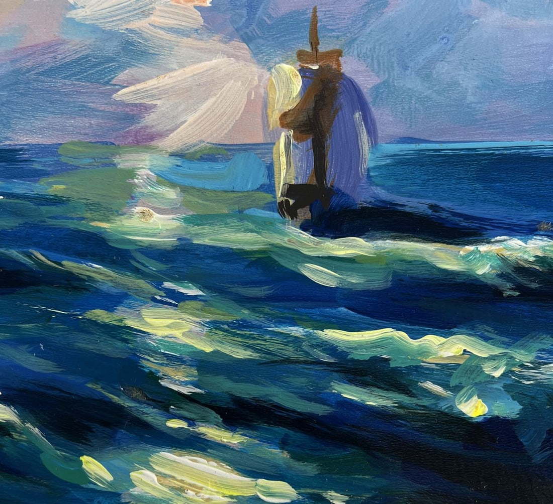 Acrylic painting Like an angel in the sea Mykhailo Patskan - 8