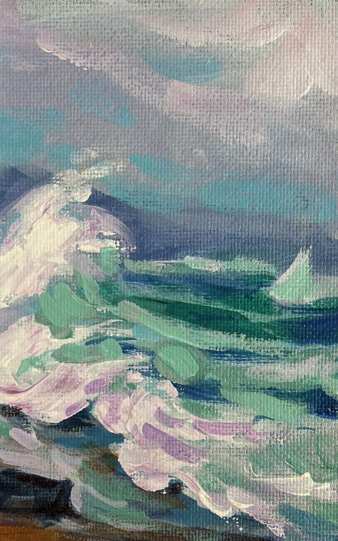 Acrylic painting Raging sea waves Mykhailo Patskan - 8