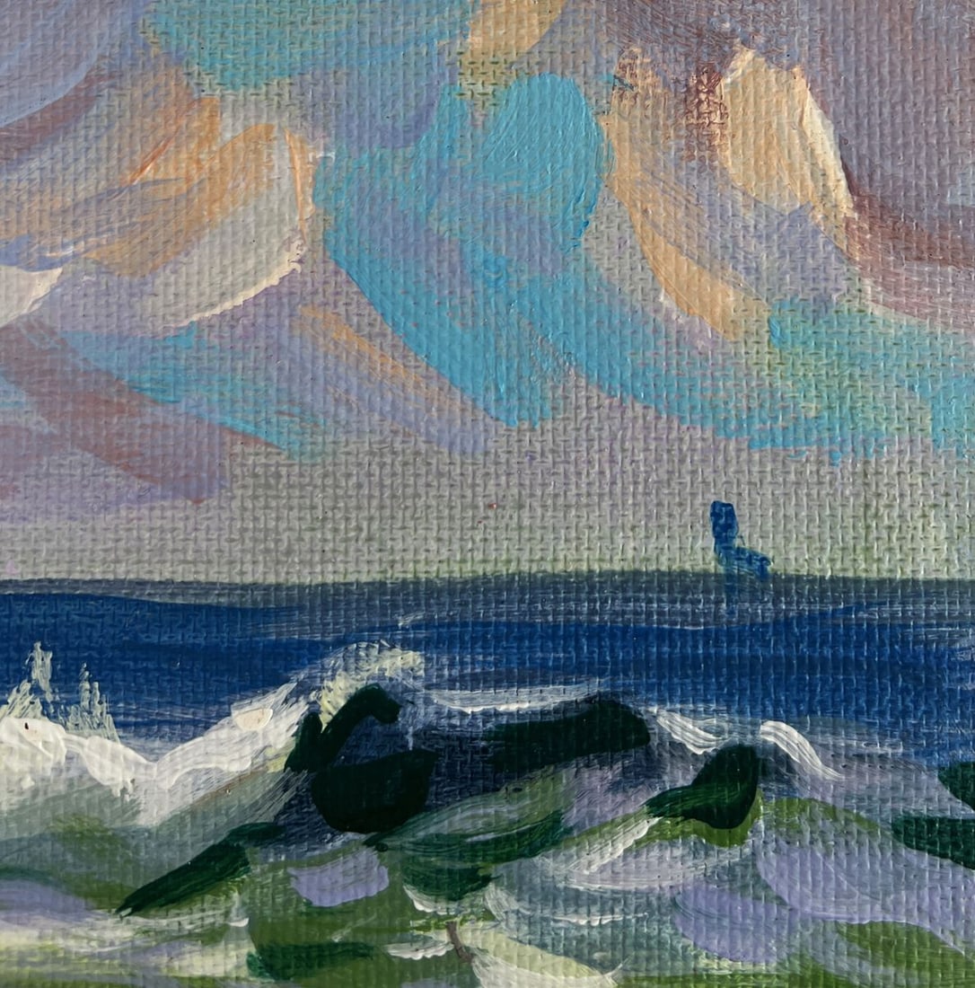 Acrylic painting Foamy surf and cold rocks Mykhailo Patskan - 4
