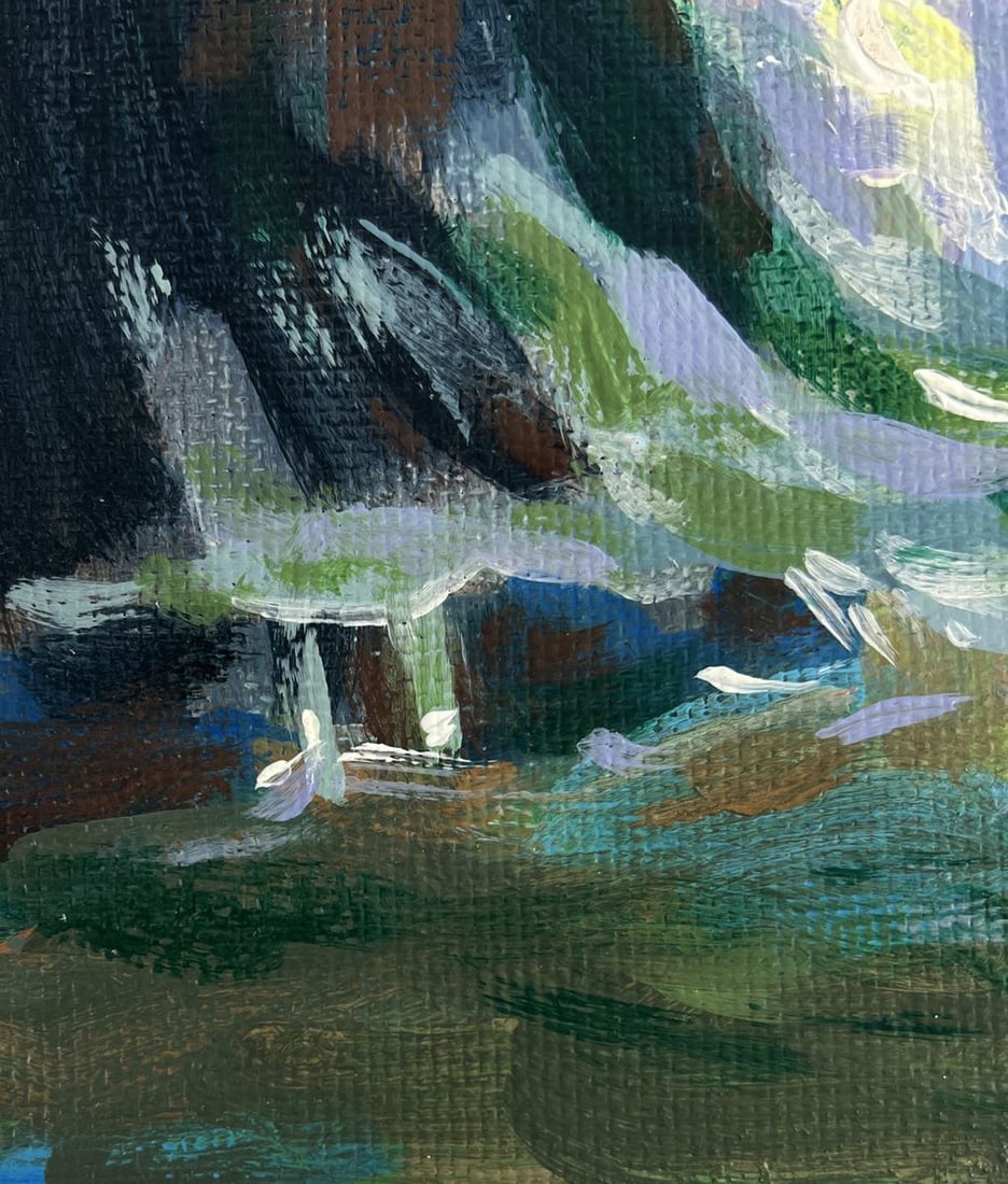 Acrylic painting Foamy surf and cold rocks Mykhailo Patskan - 7