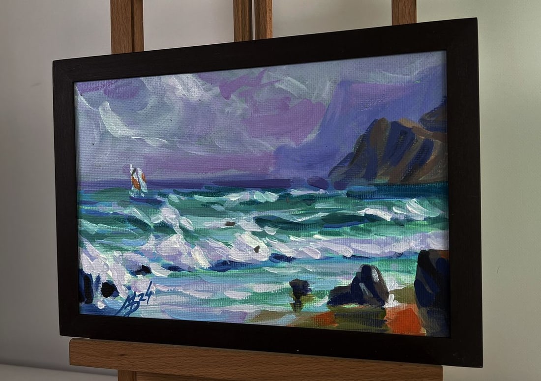 Acrylic painting Sailboat near the shore Mykhailo Patskan - 2