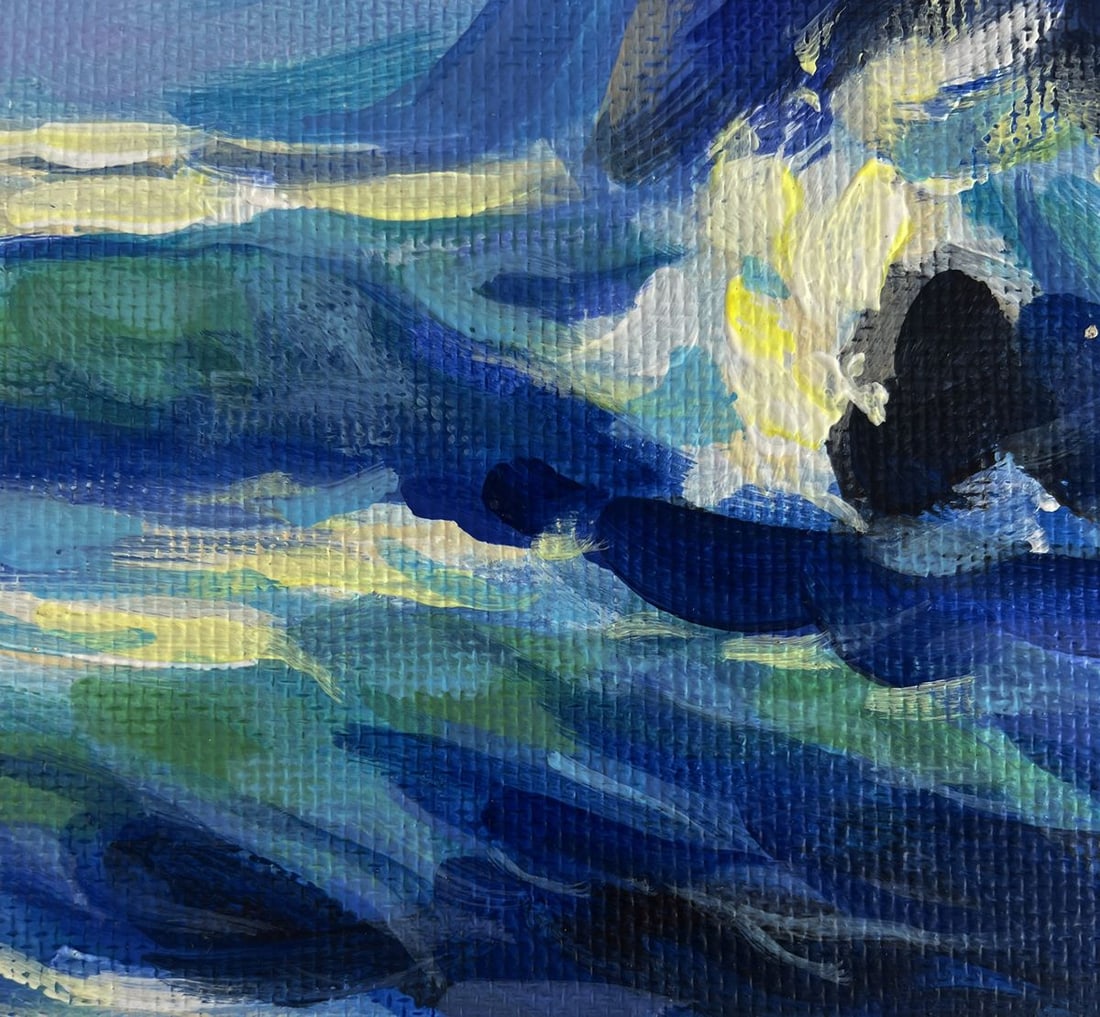 Acrylic painting Raging waves at sunset Mykhailo Patskan - 8