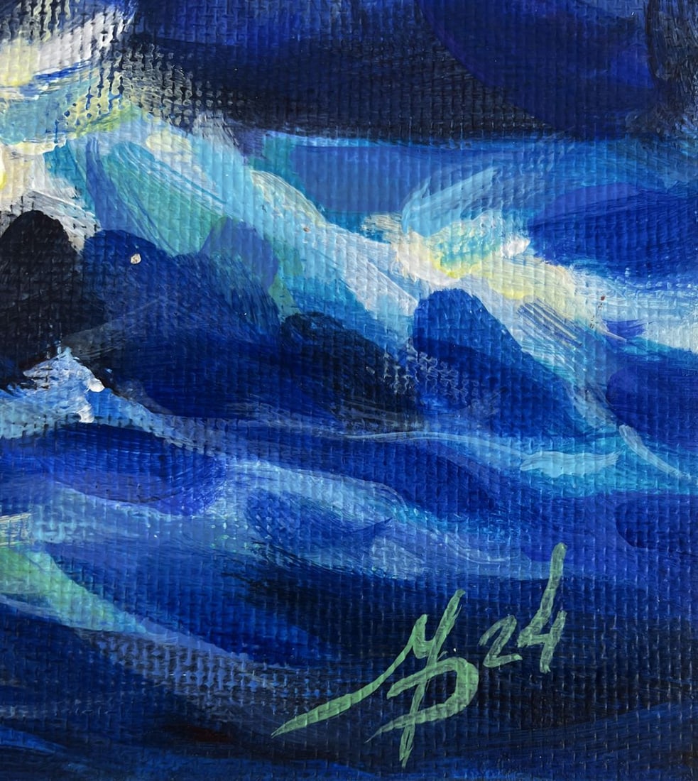 Acrylic painting Raging waves at sunset Mykhailo Patskan - 9