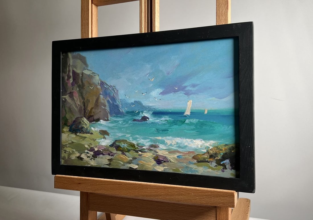 Oil painting Seagulls flying over the sea Yuriy Suprunchuk - 2