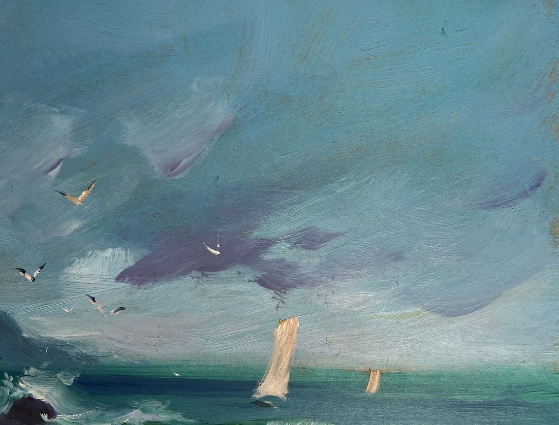 Oil painting Seagulls flying over the sea Yuriy Suprunchuk - 4