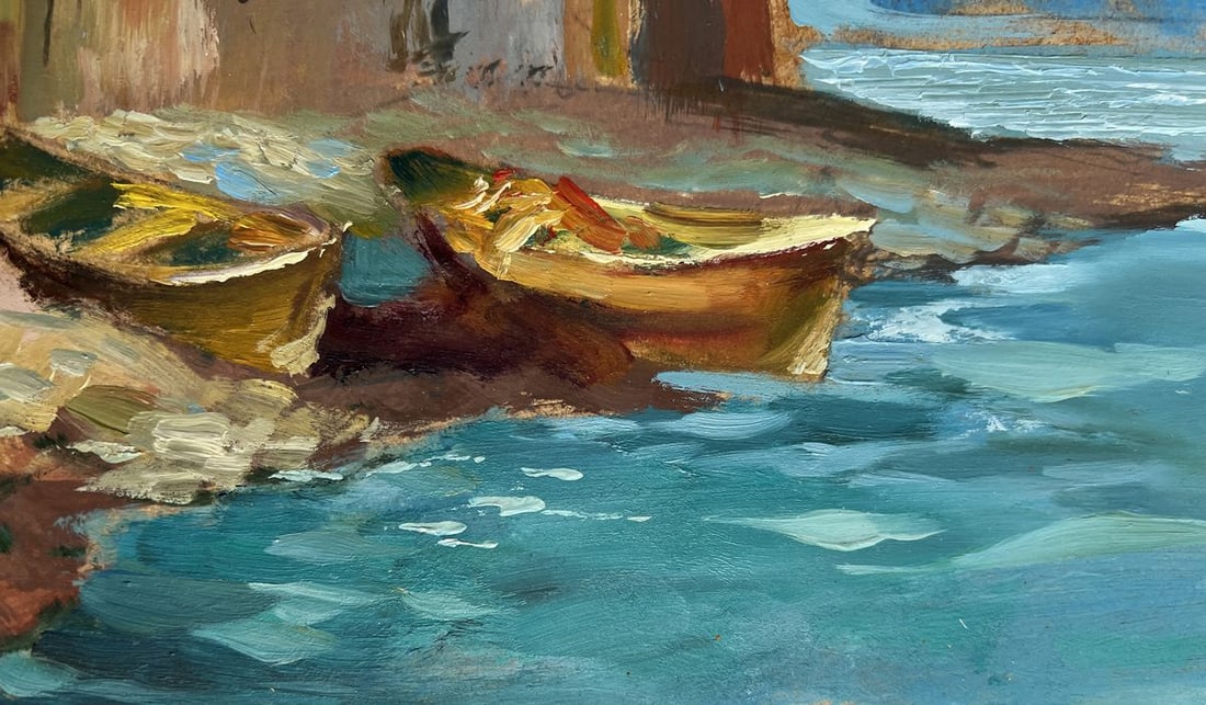 Oil painting City boats by the sea Yuriy Suprunchuk - 8