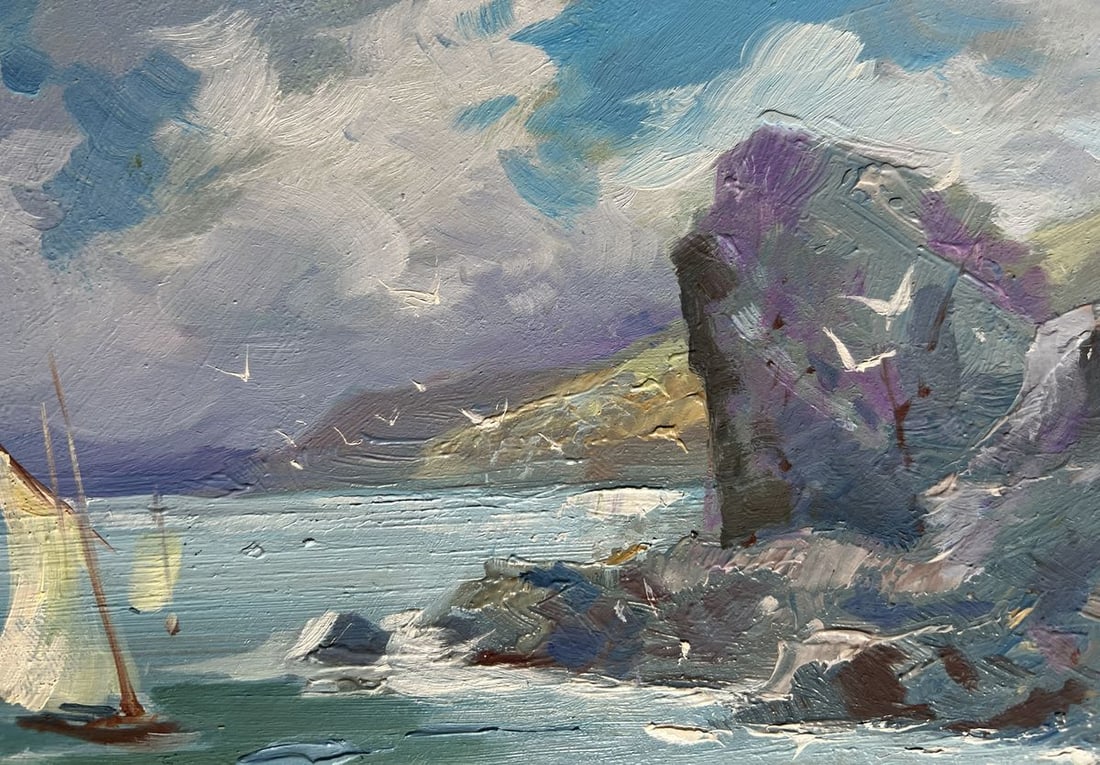 Oil painting Seagulls and rocky shore in the sea Yuriy Suprunchuk - 8