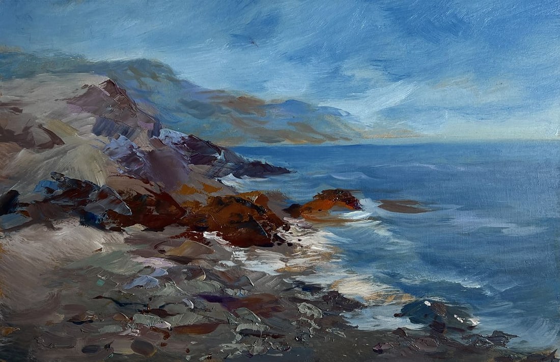 Oil painting Sea waves are beating against the shore Yuriy Suprunchuk - 3