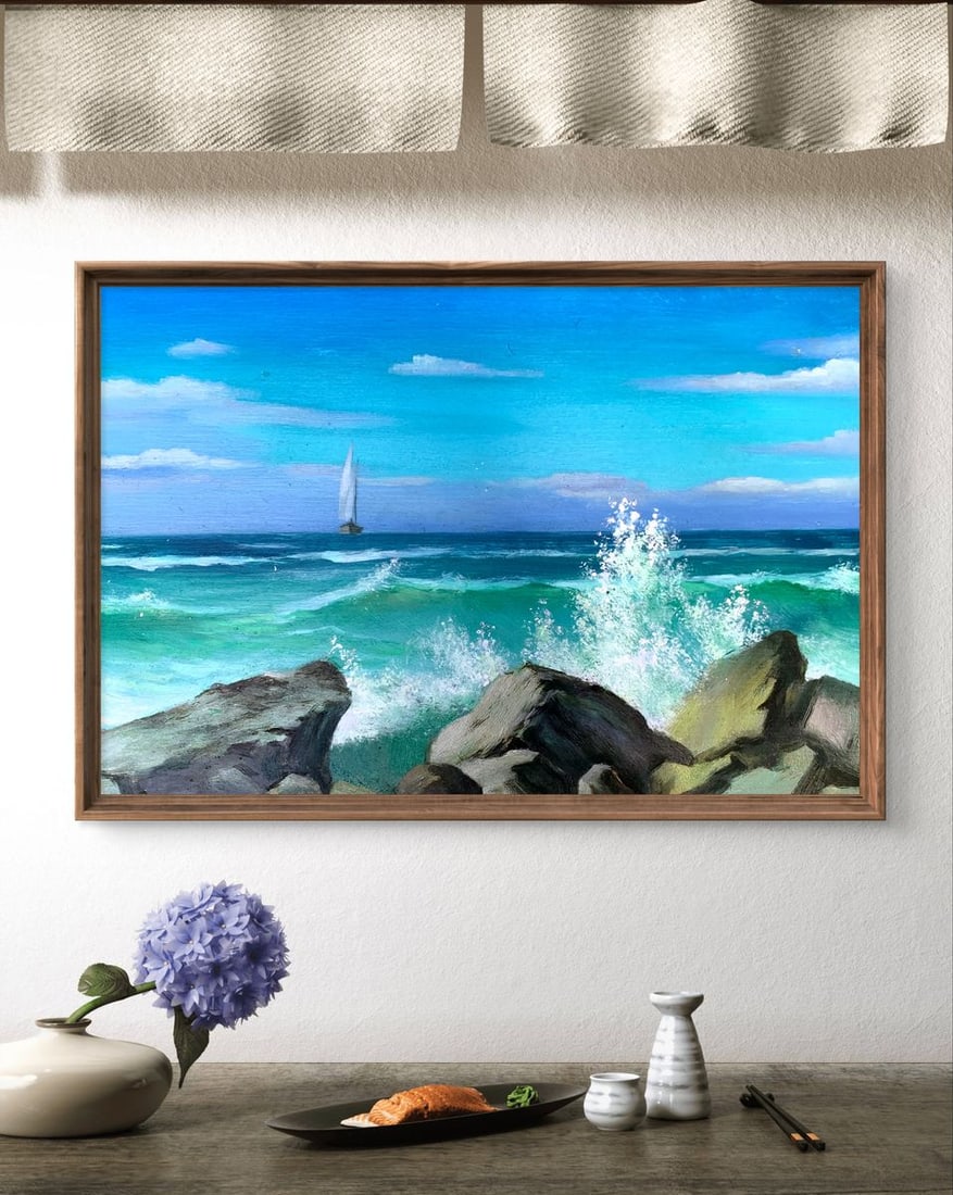 Oil painting Sea waves Mykhailo Burdylo - 2