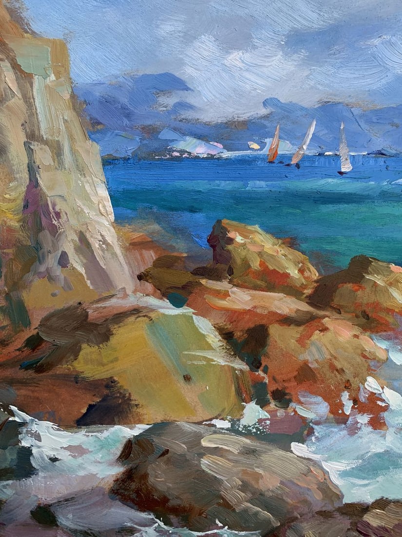 Oil painting Sea waves beat against the rocks Yuriy Suprunchuk - 4