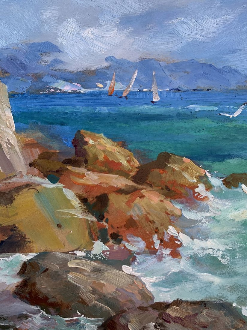 Oil painting Sea waves beat against the rocks Yuriy Suprunchuk - 6