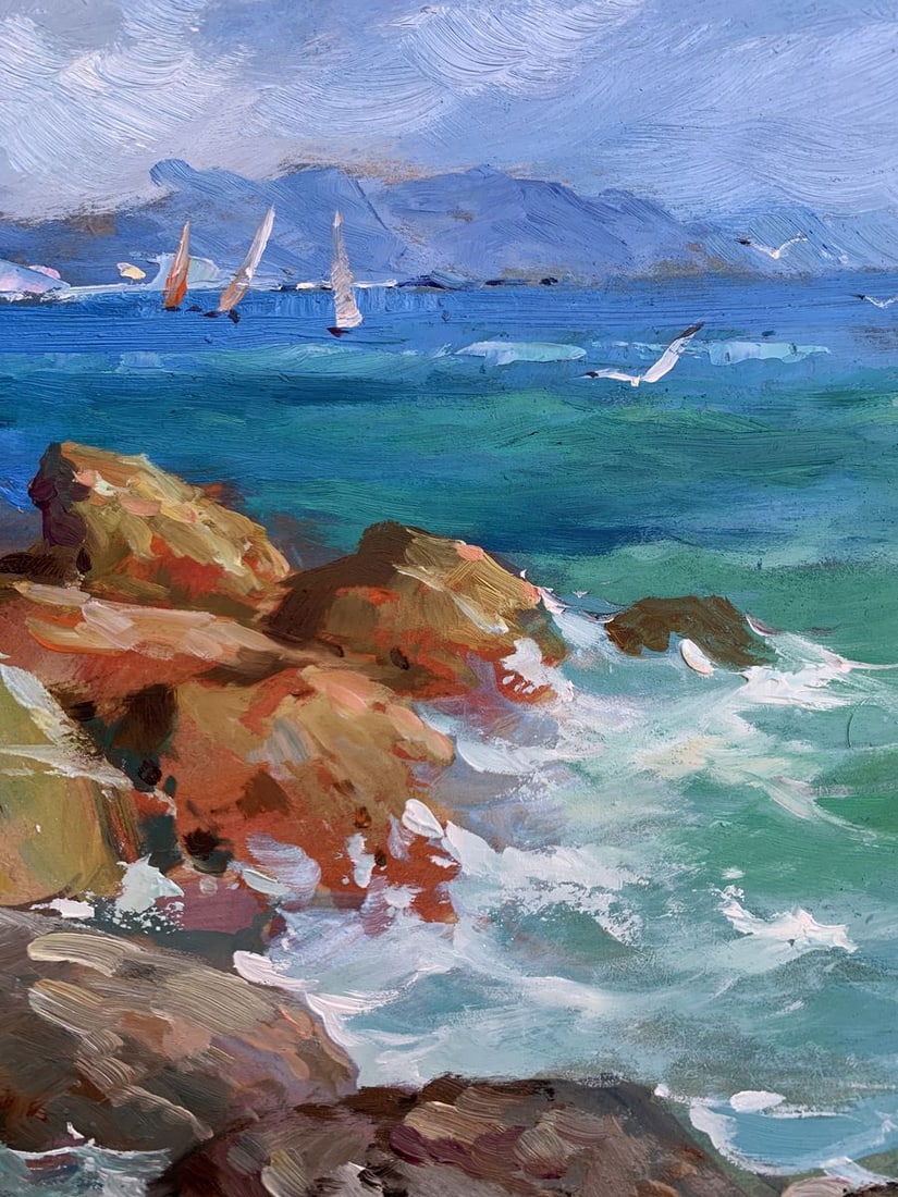 Oil painting Sea waves beat against the rocks Yuriy Suprunchuk - 8