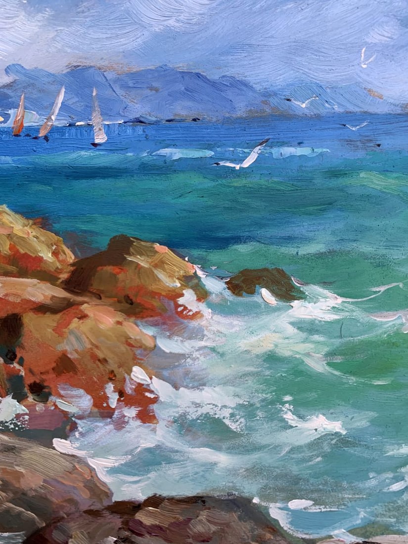 Oil painting Sea waves beat against the rocks Yuriy Suprunchuk - 9