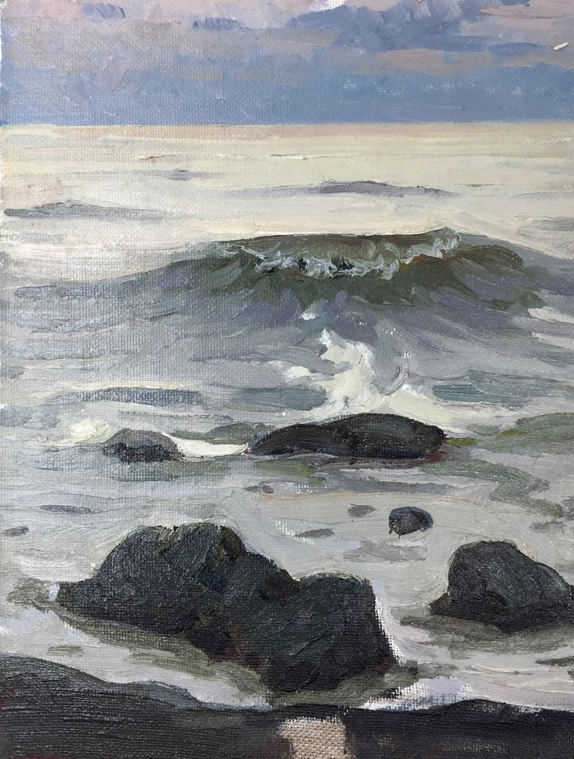 Oil painting Wave Balakai Vladimir Leonidovich: No. GS 171 *** ABOUT THIS PAINTING *** * TITLE: "Wave" * ARTISTS: Balakai Vladimir Leonidovich * SIZE: 30x40 cm/'11.81x15.74 inches' * MEDIUM: oil, cardboard * HAND PAINTED: Original painting from our