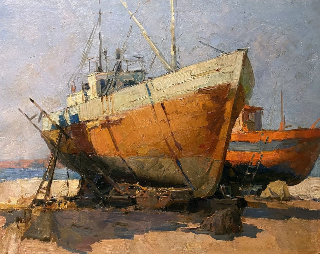 Oil painting On the shore Osipov Alexander: No. GS 442*** ABOUT THIS PAINTING **** TITLE: "On the shore"* ARTISTS: Osipov Alexander* SIZE: 50x61 cm/'19.68x24.01 inches'* MEDIUM: oil, cardboard* HAND PAINTED: Original painting from our collectio