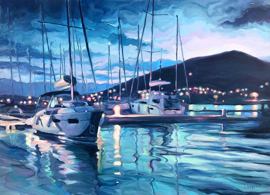 Oil painting Dawning sea Procach Olesia: Procach 109 *** ABOUT THIS PAINTING *** * TITLE: "Dawning sea" * ARTISTS: Procach Olesia * SIZE: 80x110 cm/'31.49x43.30 inches' * MEDIUM: oil, canvas * HAND PAINTED: Original painting from our collect
