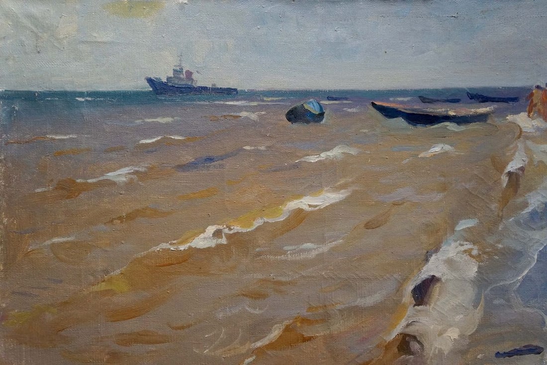 Oil painting By the shore - 3