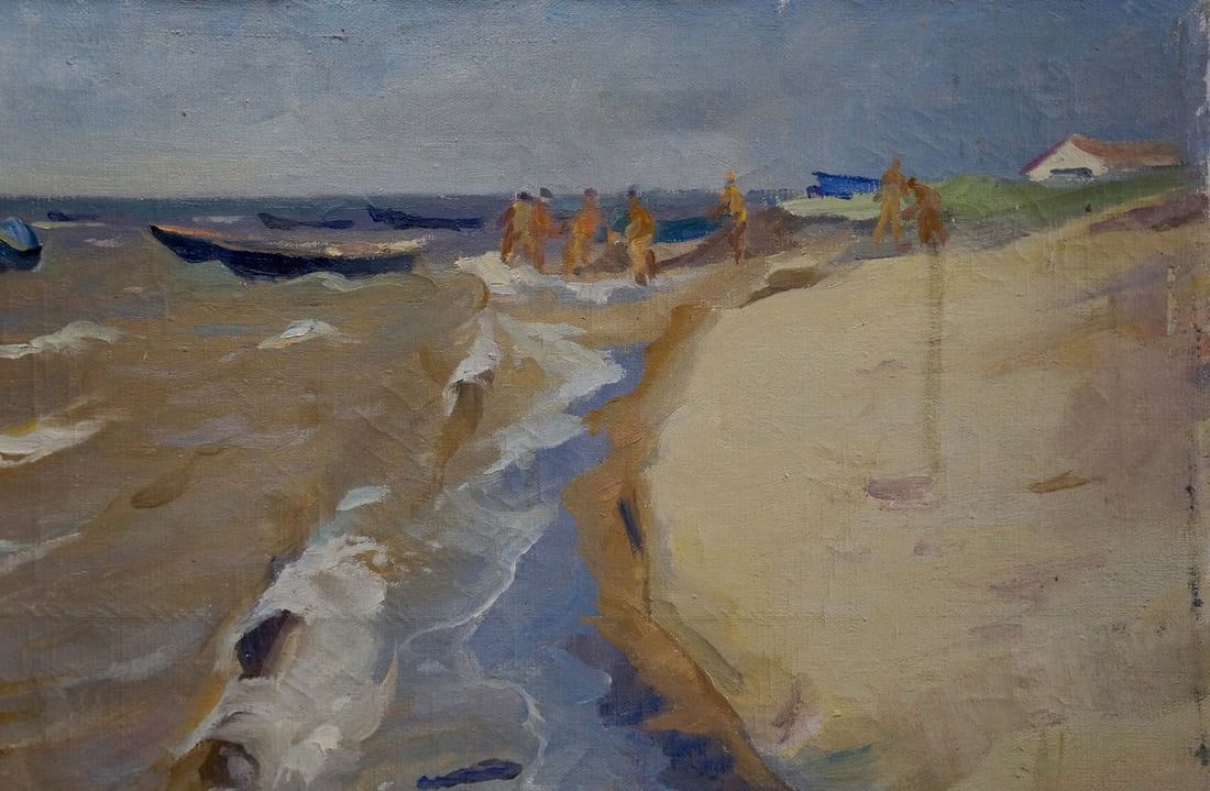 Oil painting By the shore - 4