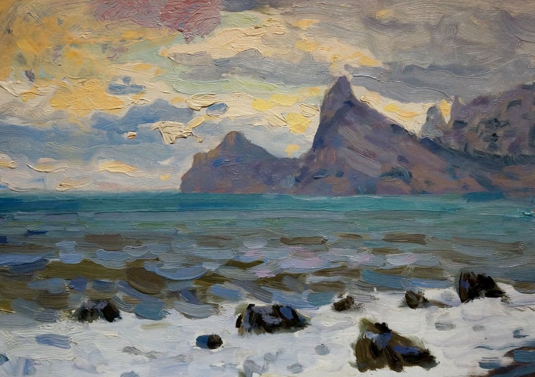 Oil painting Seascape Strelov Arkady Efimovich: No. Verns 1077 *** ABOUT THIS PAINTING *** * TITLE: "Seascape" * ARTISTS: Strelov Arkady Efimovich * SIZE: 24x35 cm/'9.44x13.77 inches' * MEDIUM: oil, cardboard * HAND PAINTED: Original painting from 