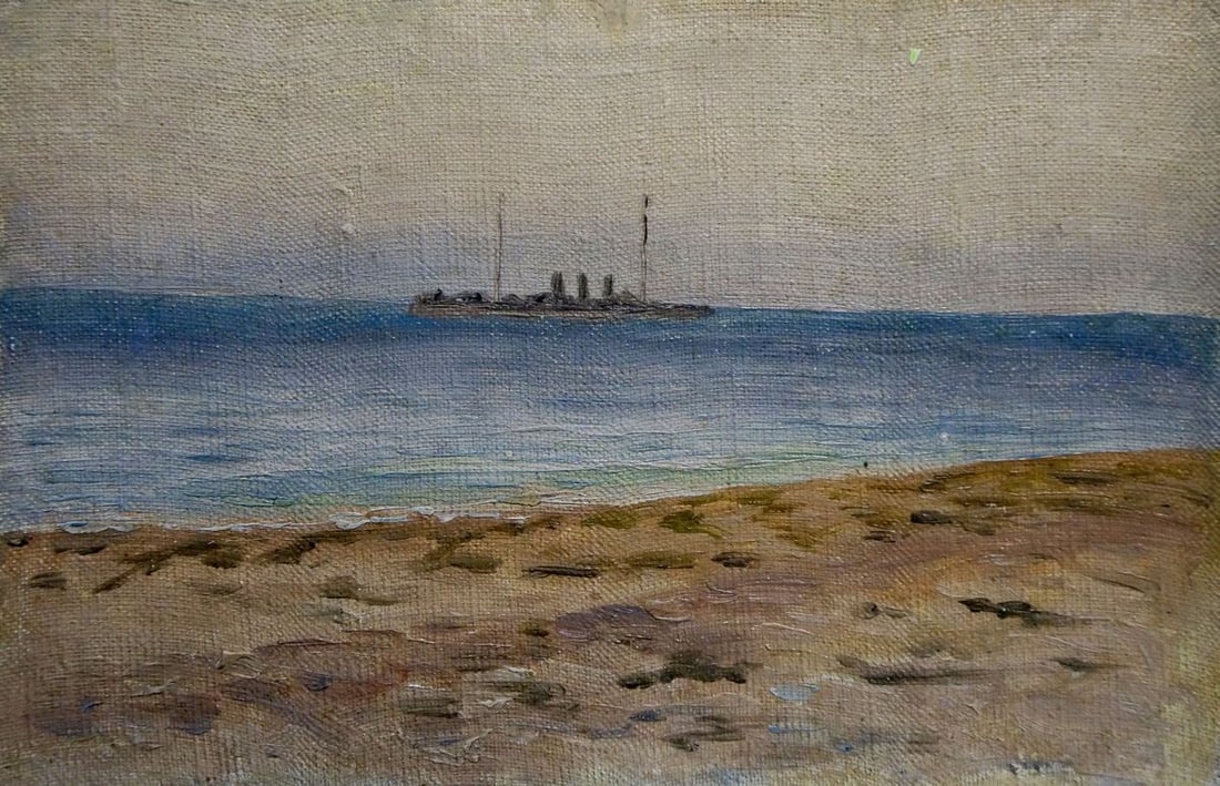 Oil painting Sea: No. Verns 1090 *** ABOUT THIS PAINTING *** * TITLE: "Sea" * ARTISTS: Unknown artist * SIZE: 17x26 cm/'6.69x10.23 inches' * MEDIUM: oil, canvas on cardboard * HAND PAINTED: Original painting from our c