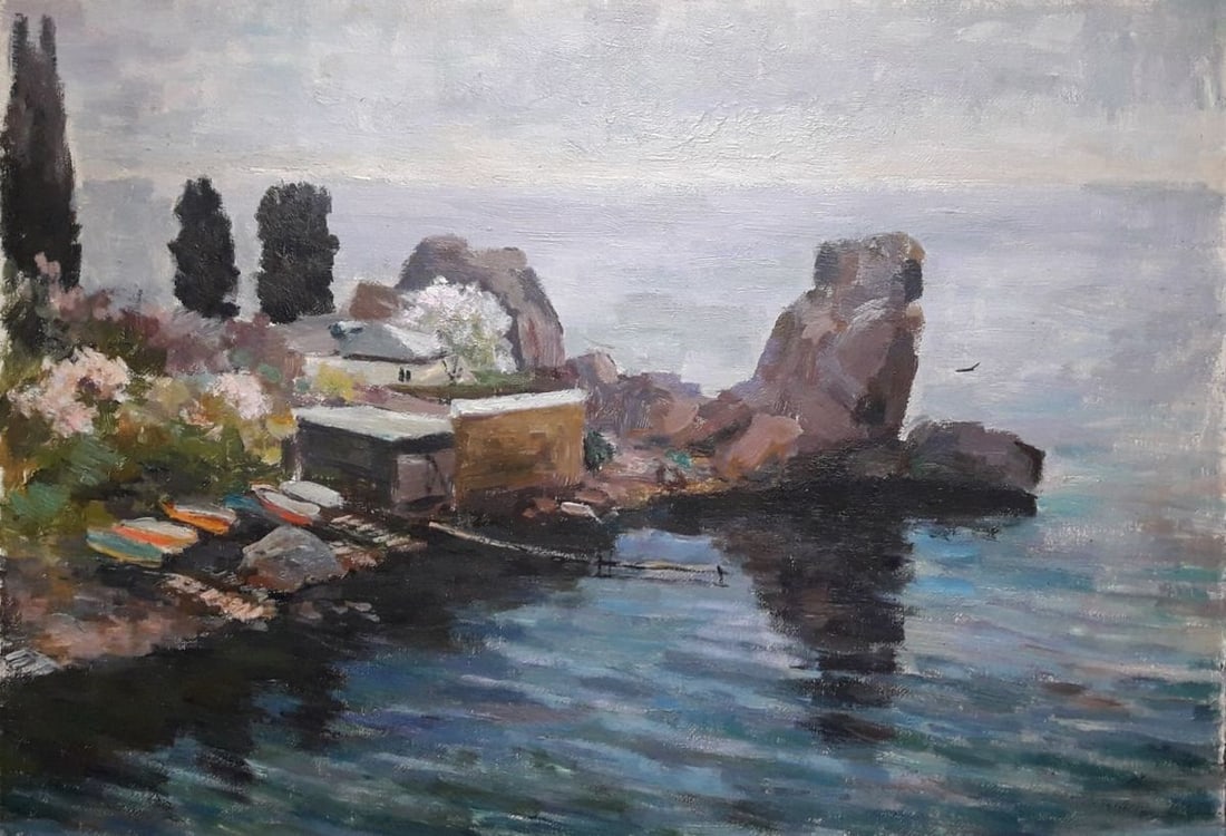 oil painting Gurzuf Serdyuk Boris Petrovich: No. SERB 740 *** ABOUT THIS PAINTING *** * TITLE: "Gurzuf" * ARTISTS: Serdyuk Boris Petrovich * SIZE: 35?50cm/13.77'x 19.68 inches' * MEDIUM: oil, fiberboard * HAND PAINTED: Original painting from our