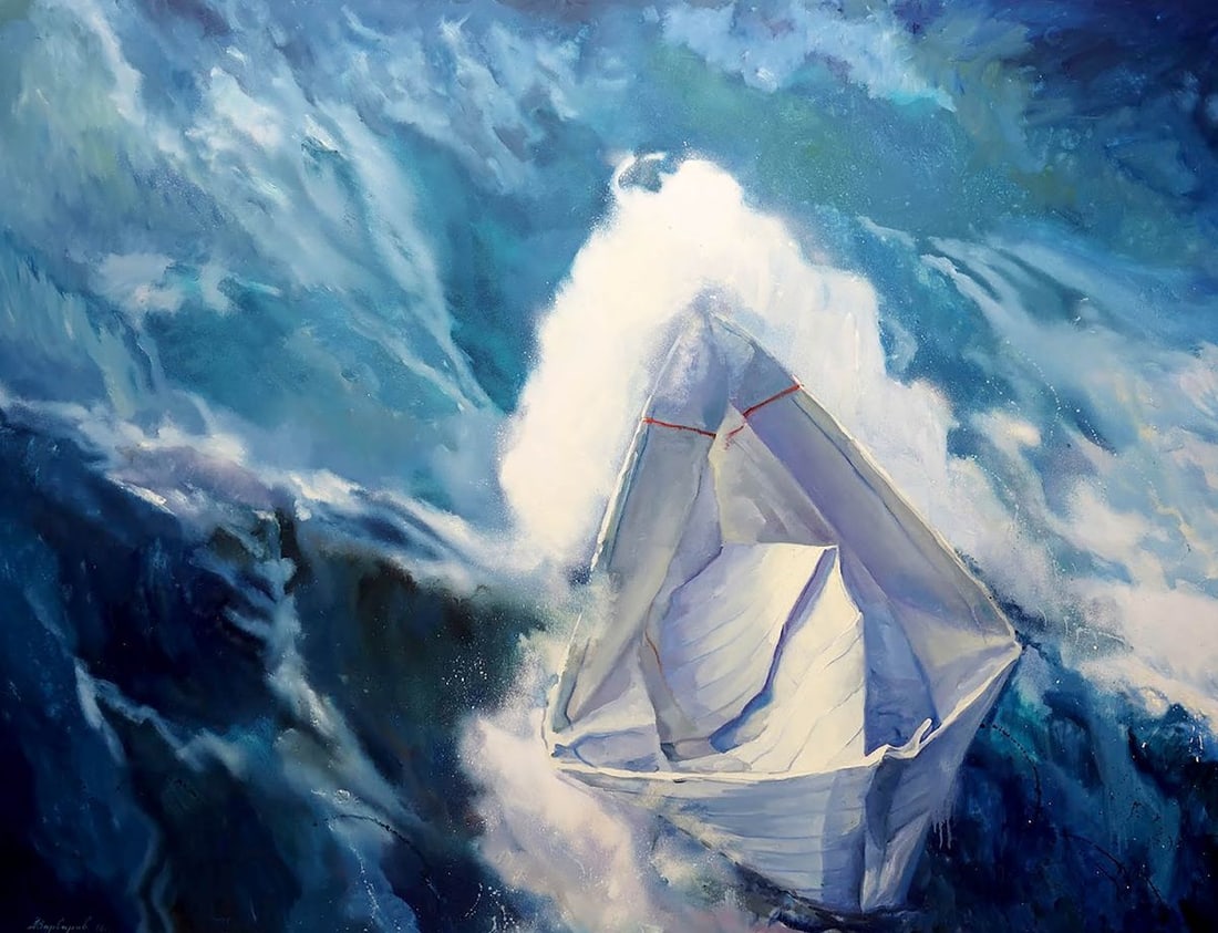 Oil painting Storm Varvarov Anatoly Viktorovich: No. Varv 44 *** ABOUT THIS PAINTING *** * TITLE: "Storm" * ARTISTS: Varvarov Anatoly Viktorovich * SIZE: 135x175 cm/'53.14x68.89 inches' * MEDIUM: oil, canvas * HAND PAINTED: Original painting from ou