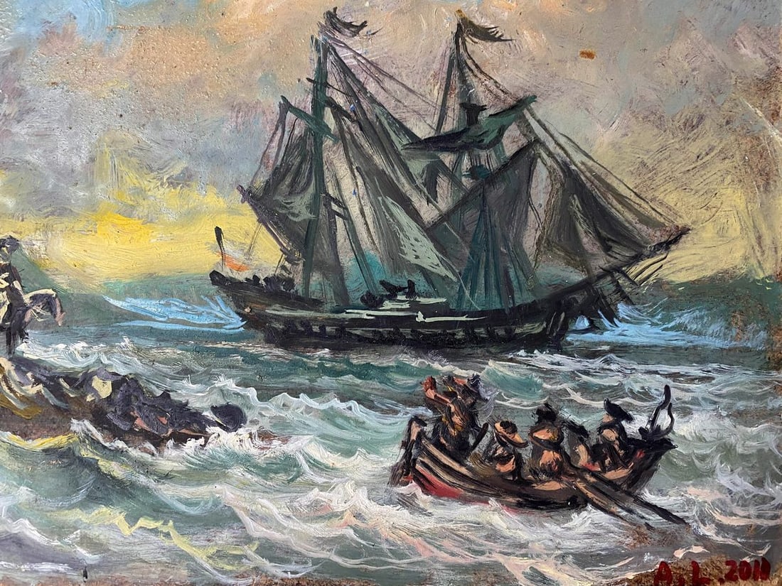 Oil painting Storm at sea Alexander Arkadievich Litvinov - 3