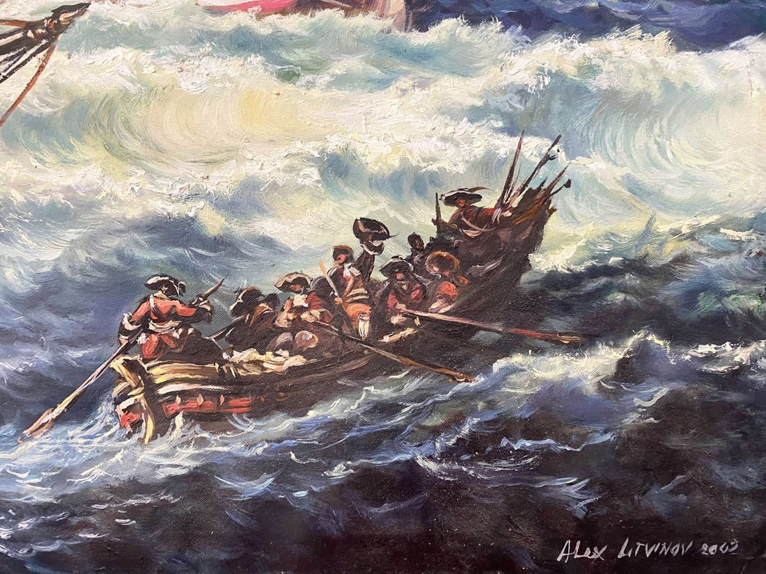 Oil painting 17th century ships Alexander Arkadievich Litvinov - 2
