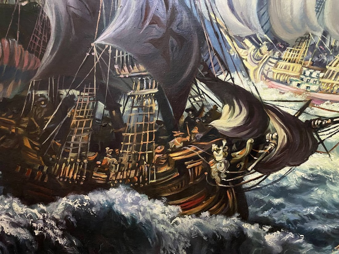 Oil painting 17th century ships Alexander Arkadievich Litvinov - 4