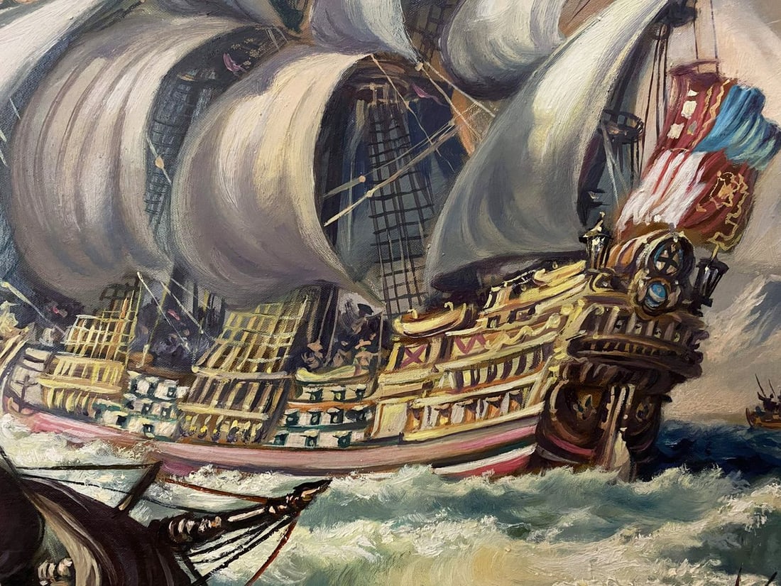 Oil painting 17th century ships Alexander Arkadievich Litvinov - 6