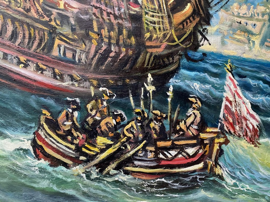 Oil painting 18th century ships Alexander Arkadievich Litvinov - 3