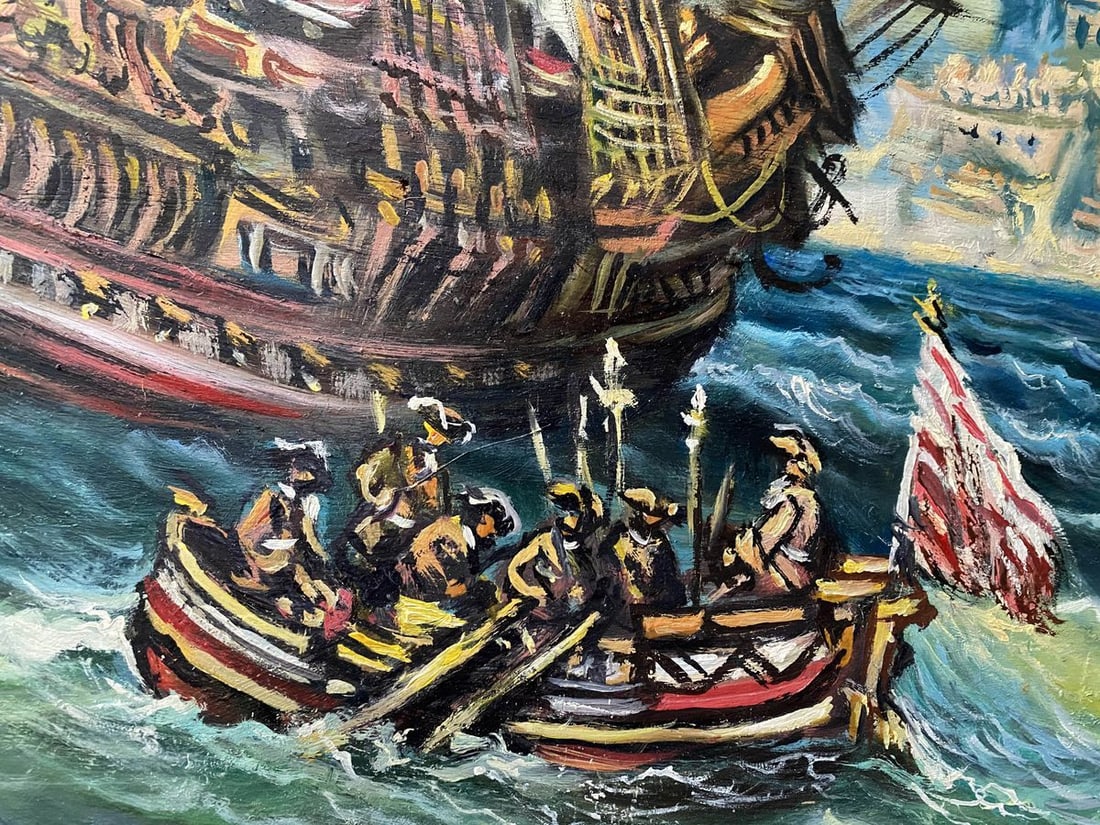 Oil painting 18th century ships Alexander Arkadievich Litvinov - 4