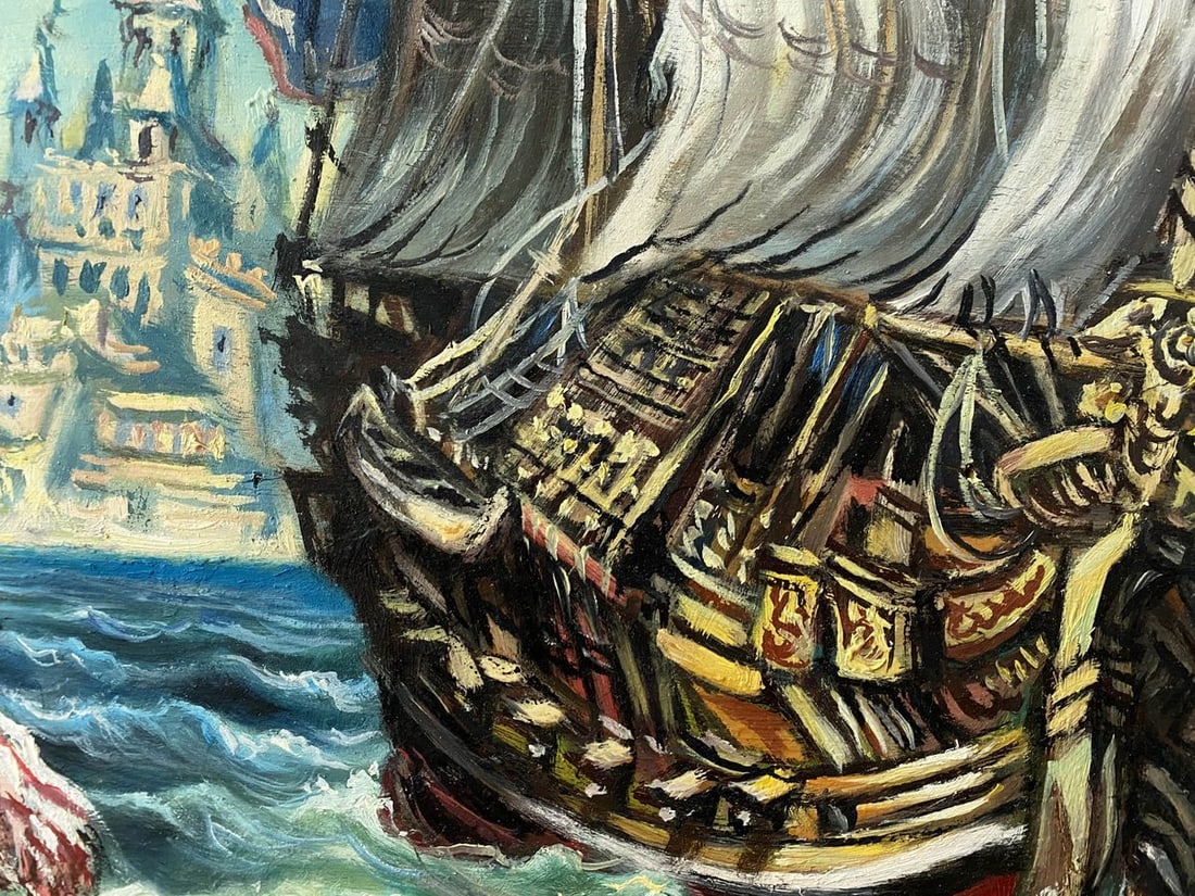 Oil painting 18th century ships Alexander Arkadievich Litvinov - 5