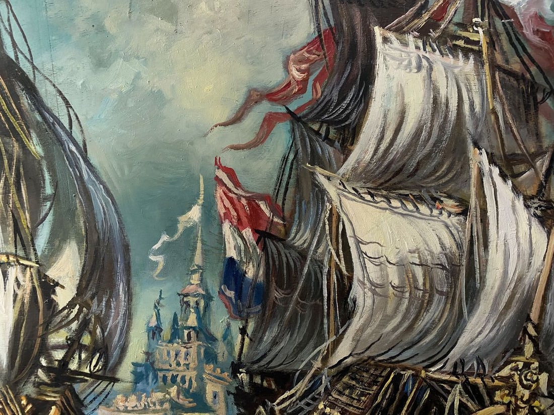 Oil painting 18th century ships Alexander Arkadievich Litvinov - 6
