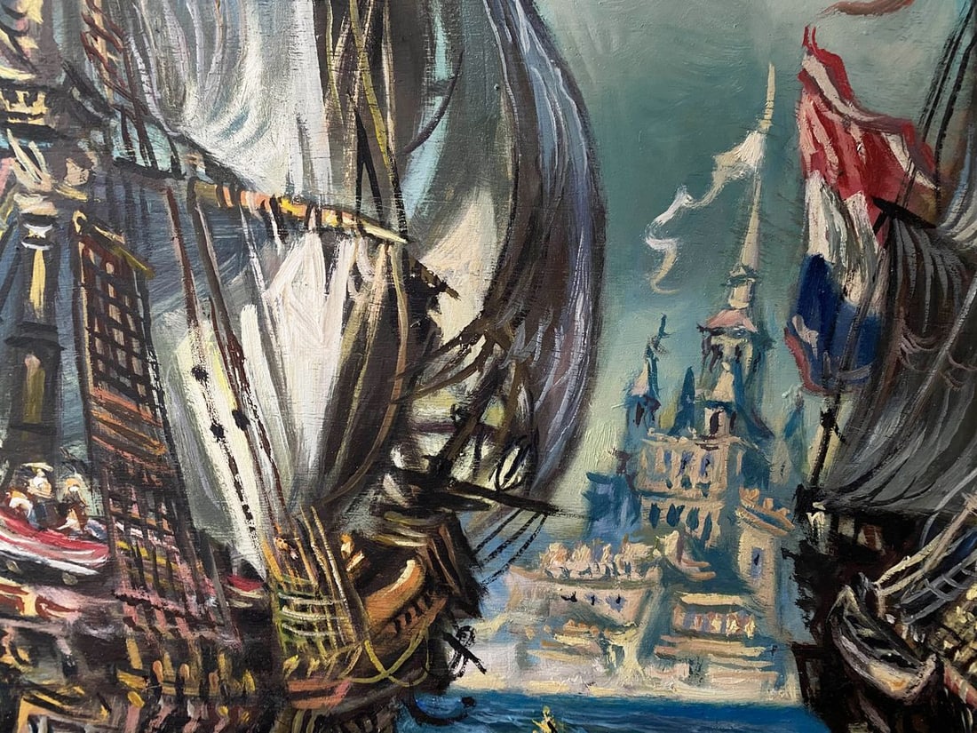 Oil painting 18th century ships Alexander Arkadievich Litvinov - 7