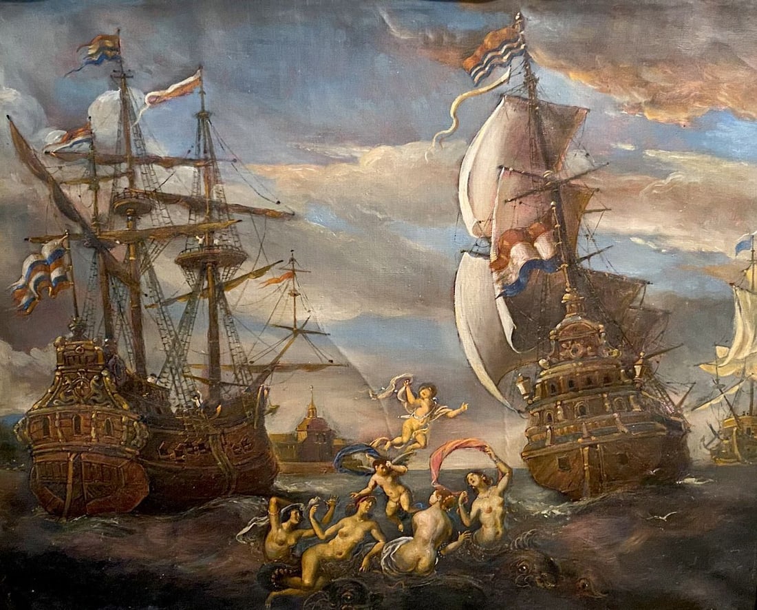 Oil painting Sirens Litvinov Oleg Arkad'yevich: No. Litv 449 *** ABOUT THIS PAINTING *** * TITLE: "Sirens" * ARTISTS: Litvinov Oleg Arkad'yevich * SIZE: 65x51 cm/'25.59x20.07 inches' * MEDIUM: oil, canvas * HAND PAINTED: Original painting from our